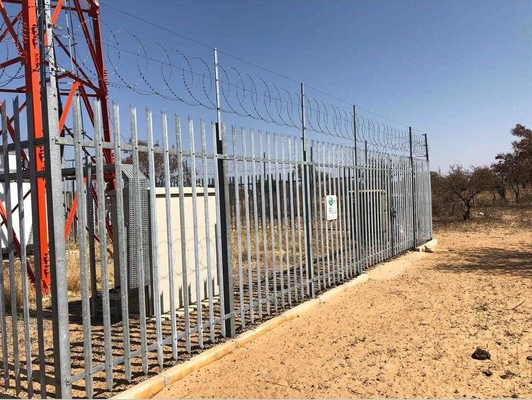 Industrial 6ft Height Tower Fencing With Triangle Spear Top