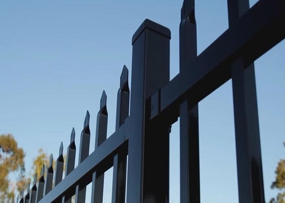 Black Color Powder Coating Tubular Steel Fence Galvanized Tube Diplomatic Security